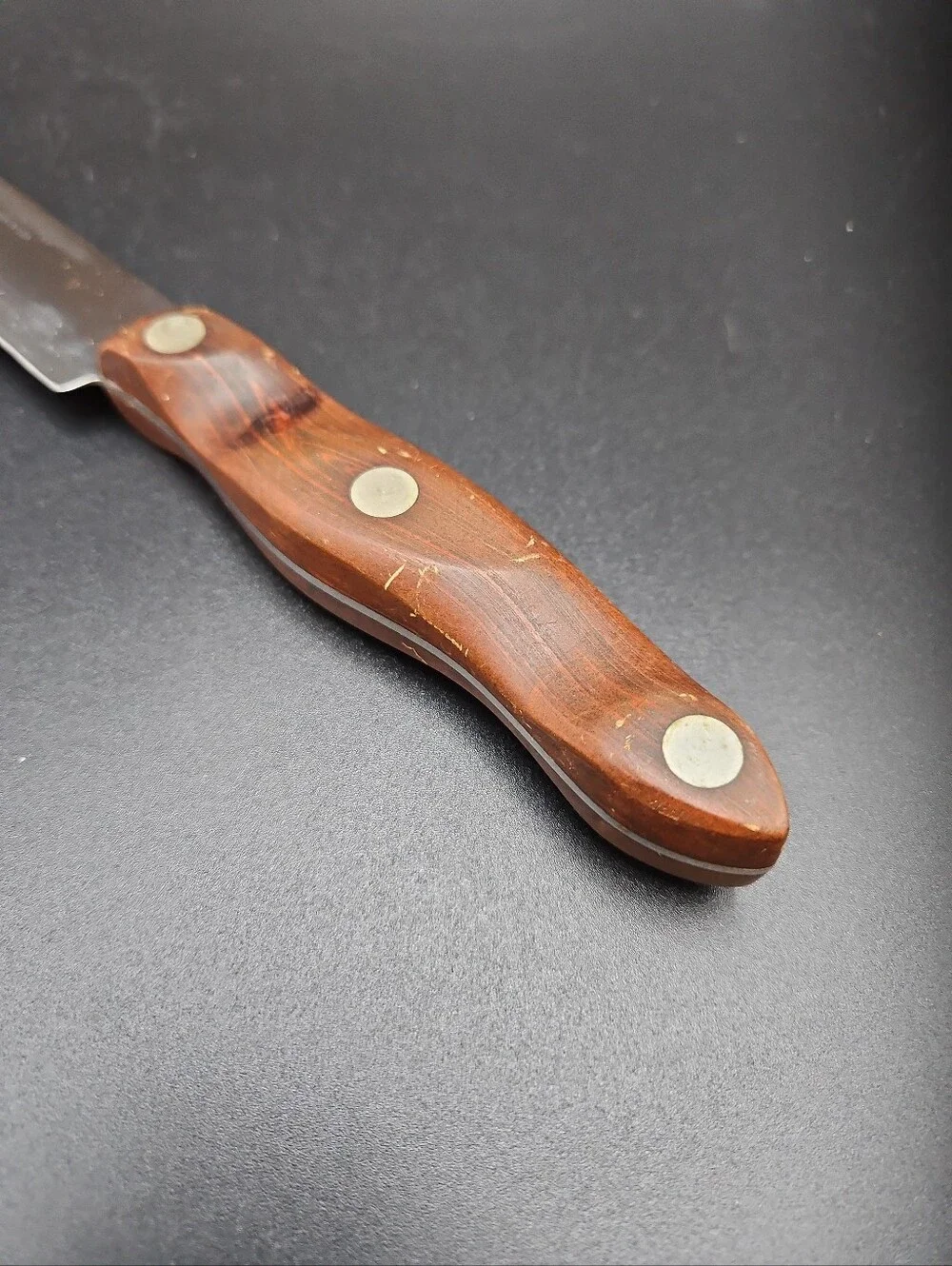CUTCO Vintage Brown Wood Handle Stainless Steel Butcher Chef Knife #22 USA Made